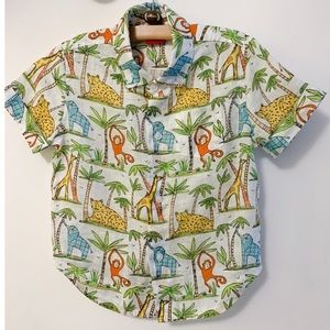 Safari Animal Printed toddler button down linen
